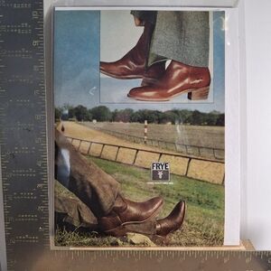 Vintage Frye Brown Leather Cowboy Boots Magazine Ad Wall Art